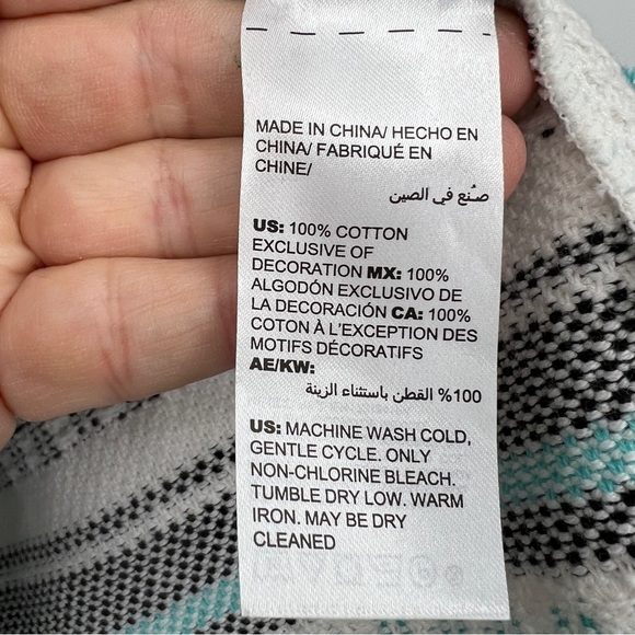 Chico's Structured Multi Stripe Patterned Cardigan Sweater 3/4 Sleeve Roundneck - Picture 9 of 14